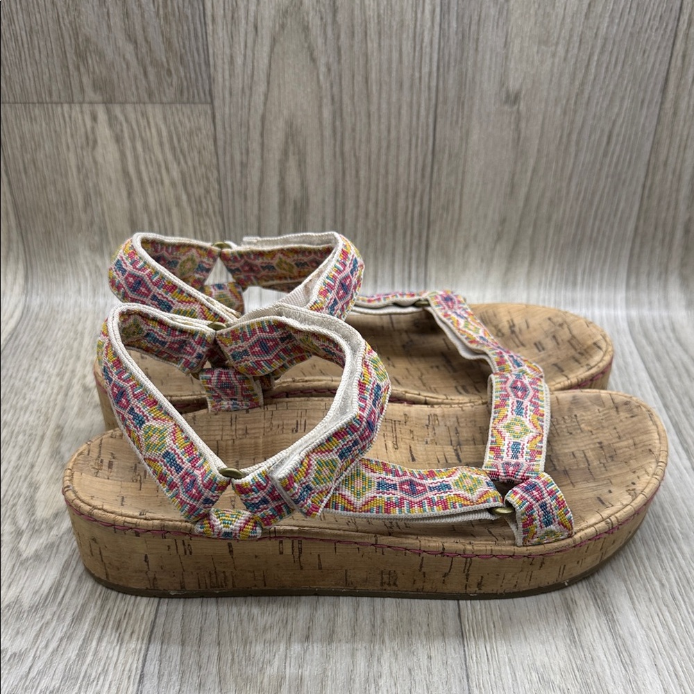 Born Multicolor Patterned Cork Sandals - image 7